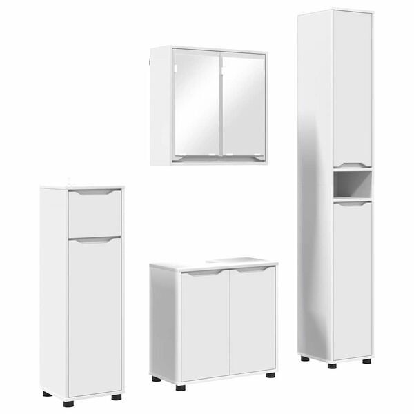 vidaXL Set di mobili per il bagno 4 pcs Bianco Legno multistrato