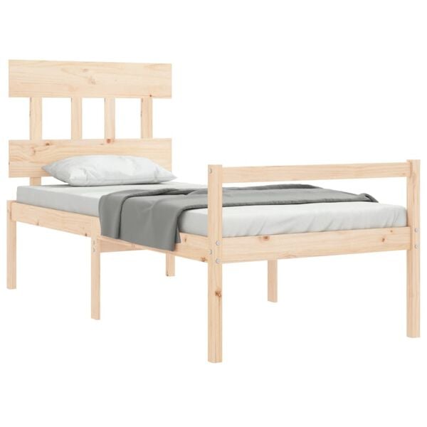 vidaXL Letto per Anziani con Testiera 90x200 cm in Legno Massello