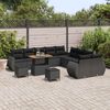 vidaXL Set Divano da Giardino 13 pcs Nero polyrattan