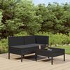 vidaXL Set Divani da Giardino 3 pz con Cuscini in Polyrattan Nero