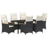 vidaXL Set da Pranzo per Giardino con cuscino 7 pcs Nero polyrattan