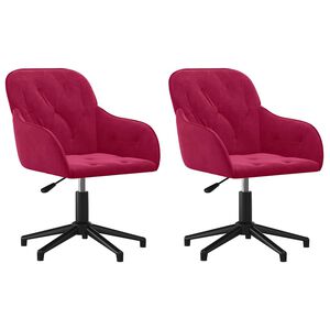 vidaXL Sedie da Pranzo Girevoli 2 pz Rosso Vino in Velluto