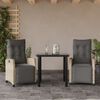 vidaXL Set Pranzo da Giardino 3pz con Cuscini Grigio Chiaro Polyrattan