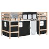 vidaXL Letto a Soppalco Bambini con Tende Bianco e Nero 90x190 cm Pino