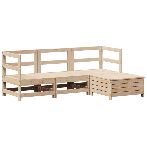 vidaXL Set Divani da Giardino 4 pz in Legno Massello di Pino