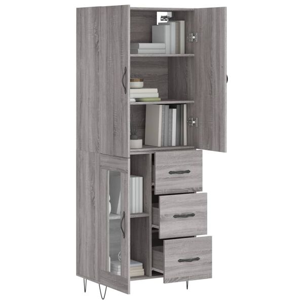vidaXL Credenza Grigio Sonoma 69,5x34x180 cm in Legno Multistrato