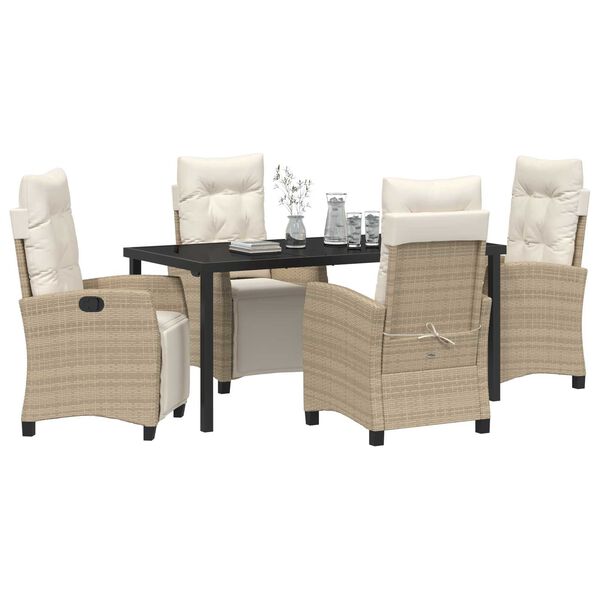 vidaXL Set da Pranzo per Giardino 5 pcs Beige polyrattan