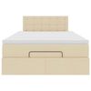vidaXL Pouf Letto con Materasso e LED Crema 120x190cm in Tessuto