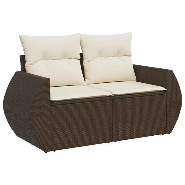 vidaXL Set Divani da Giardino 10pz con Cuscini in Polyrattan Marrone