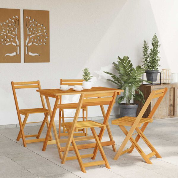vidaXL Set bistrot 5 pcs Marrone legno massello di acacia