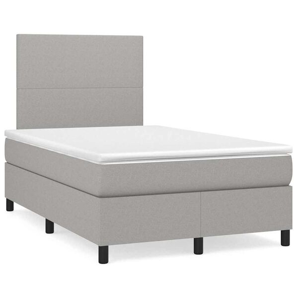 vidaXL Letto a Molle Materasso e LED Grigio Chiaro 120x190 cm Tessuto