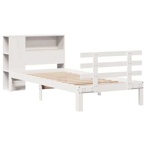vidaXL Letto Libreria senza Materasso Bianco 90x190 cm Massello Pino