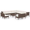 vidaXL Set Divani da Giardino 14 pz con Cuscini in Polyrattan Marrone