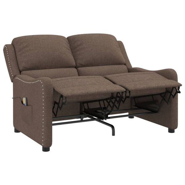 vidaXL Poltrona Massaggiante Reclinabile 2 Posti Tortora in Tessuto