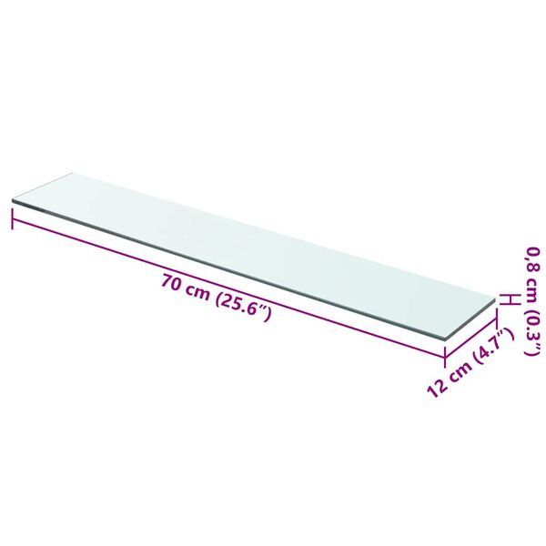 vidaXL Mensola in Vetro Trasparente 70x12 cm