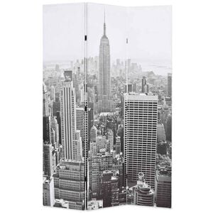 vidaXL Paravento Pieghevole 120x170 cm Stampa New York Bianco e Nero