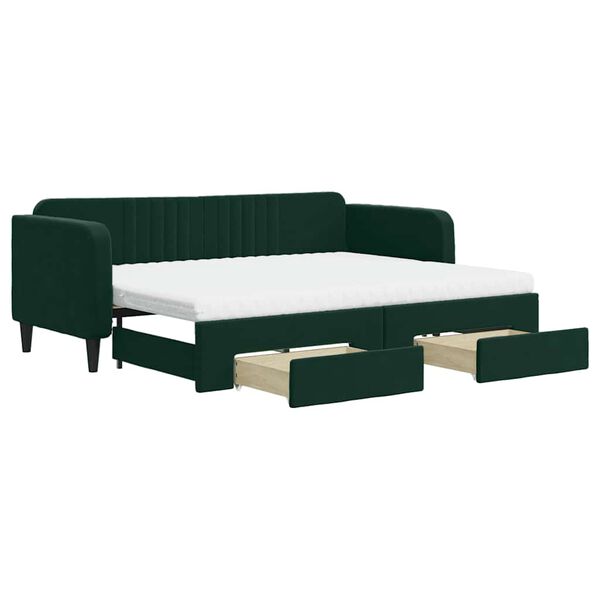 vidaXL Divano Letto Estraibile Cassetti Verde Scuro 80x200cm Velluto