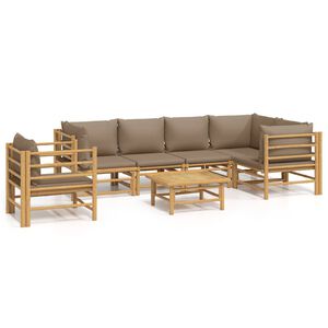vidaXL Set Salotto da Giardino 7pz con Cuscini Tortora Bamb&ugrave;
