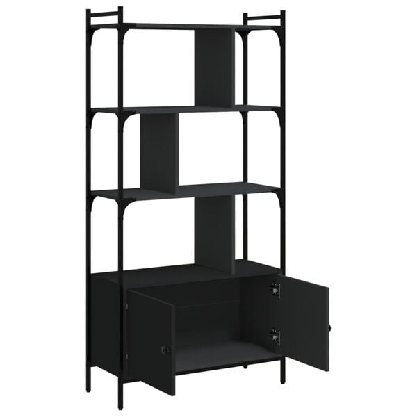 vidaXL Libreria con Ante Nera 76,5x30x154,5 cm Legno Multistrato