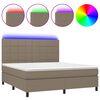 vidaXL Letto a Molle con Materasso e LED Tortora 160x200 cm in Tessuto