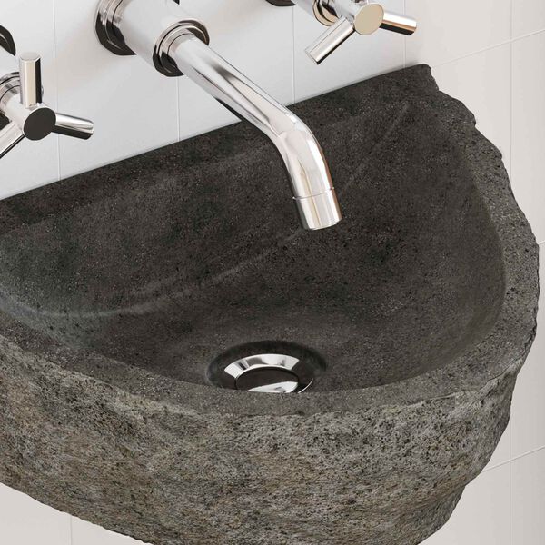 vidaXL Lavabo a parete Grigio 37 x 30 x 12 cm Pietra fiume