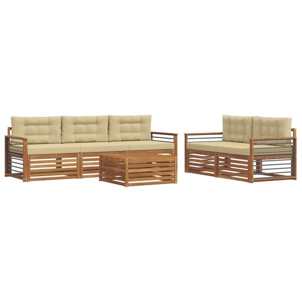 vidaXL Set di divani da esterno con cuscino 6 pcs Naturale e Beige