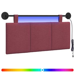 vidaXL Testiera sospesa Con luce LED Rosso Vino Tessuto