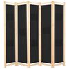 vidaXL Divisorio a 5 Pannelli Nero 200x170x4 cm in Tessuto