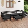 vidaXL Set Salotto da Giardino 7 pz Nero in Legno Massello di Pino