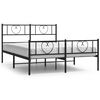 vidaXL Giroletto senza Materaso con Pediera in Metallo Nero 160x200 cm