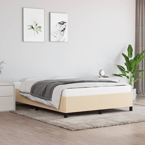 vidaXL Giroletto senza Materasso Crema 140x190 cm in Tessuto