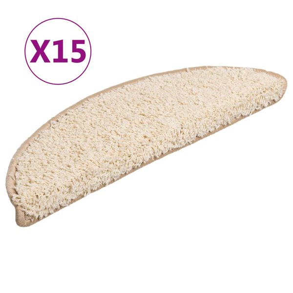 vidaXL Tappetini per scale 15 pz 56x17x3 cm Crema Semicircolari
