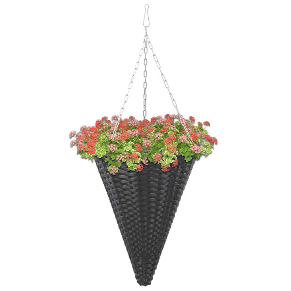 vidaXL Cesti di Fiori Sospesi 2 pz in Polyrattan Neri