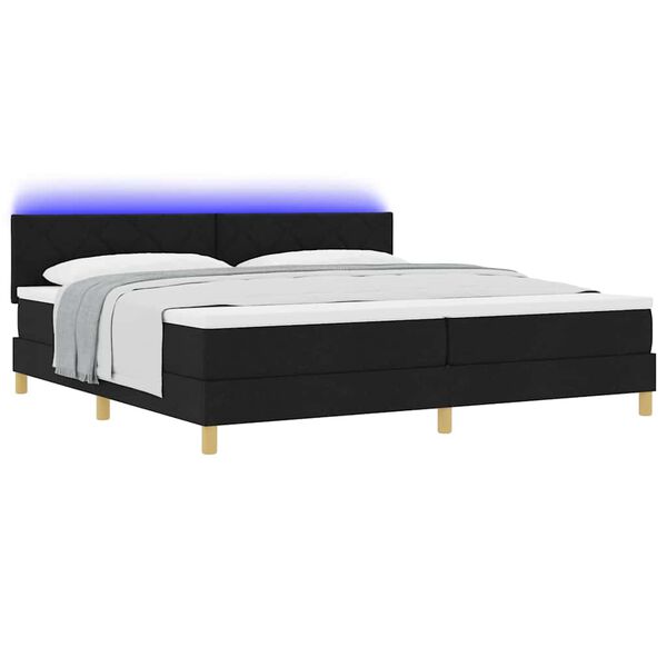 vidaXL Letto a Sorgente LED con materasso Nero 200 x 200 cm Tessuto