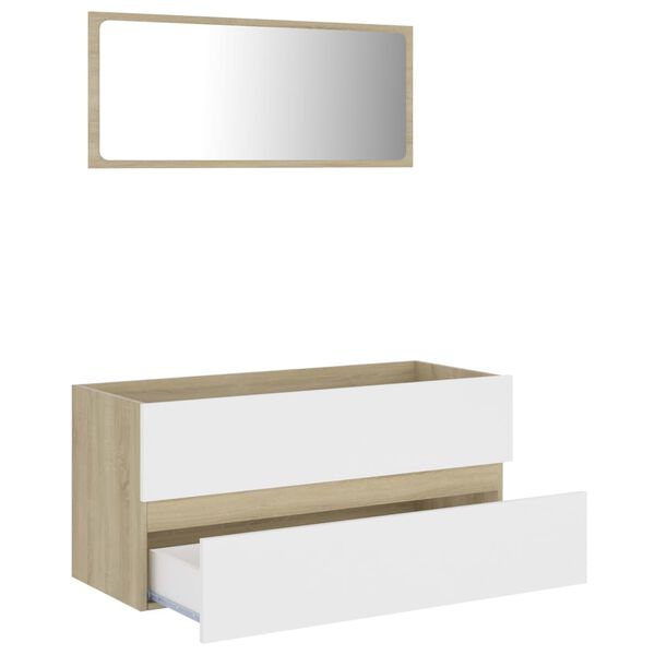 vidaXL Set Mobili da Bagno 2 pz Bianco e Sonoma in Legno Multistrato