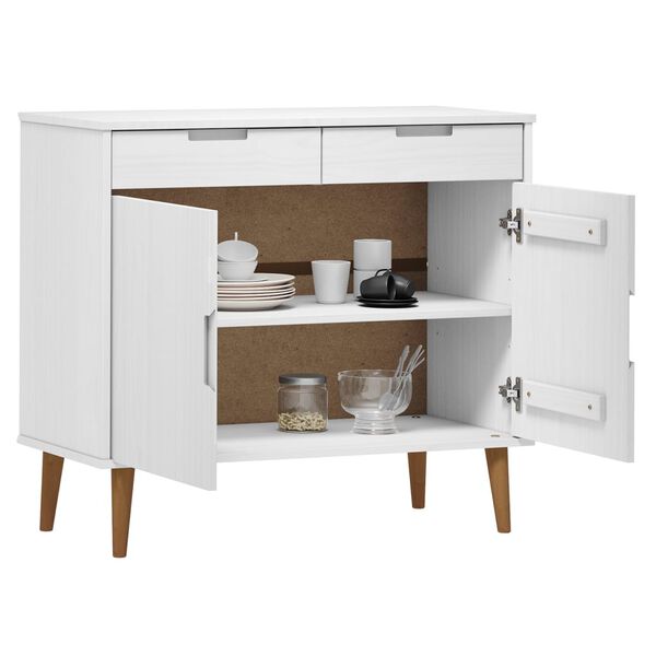 vidaXL Credenza MOLDE Bianca 90x40x80 cm in Legno Massello di Pino