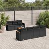 vidaXL Set Divani da Giardino con Cuscini 8 pz Nero in Polyrattan