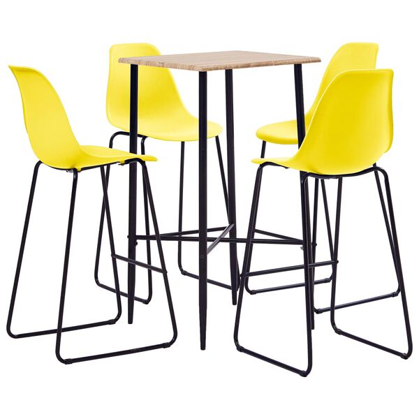 vidaXL Set da Bar 5 pz in Plastica Giallo