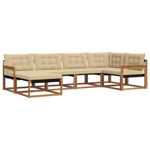 vidaXL Set di divani da esterno con cuscino 6 pcs Naturale e Beige