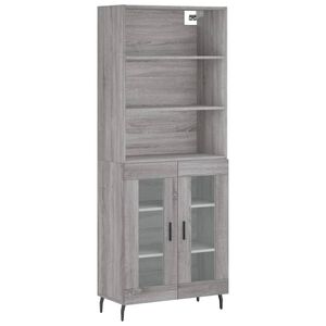vidaXL Credenza Grigio Sonoma 69,5x34x180 cm in Legno Multistrato