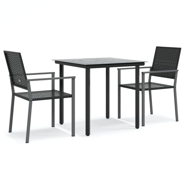 vidaXL Set da Pranzo da Giardino 3 pz in Polyrattan e Acciaio