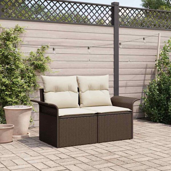 vidaXL Divano da giardino Marrone 141 x 62 x 69cm polyrattan