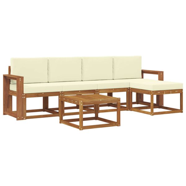 vidaXL Set di divani da esterno con cuscino 6 pcs Naturale e Crema