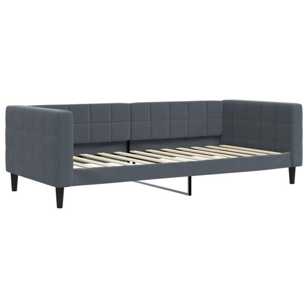 vidaXL Divano Letto Estraibile Materassi Grigio Scuro 90x200cm Velluto