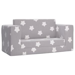 vidaXL Divano Letto Bambini a 2 Posti Grigio Chiaro con Stelle Peluche