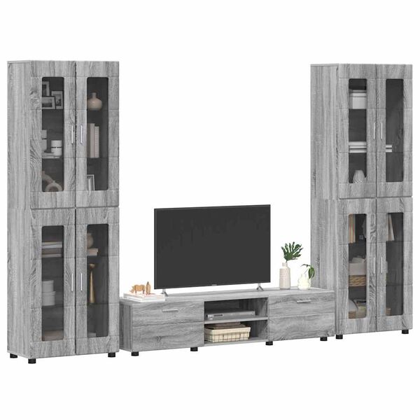 vidaXL Set mobile TV con porta FLORIN Grigio Sonoma Legno multistrato