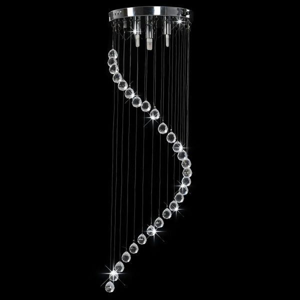vidaXL Lampadario con Perle di Cristallo a Spirale Argento G9