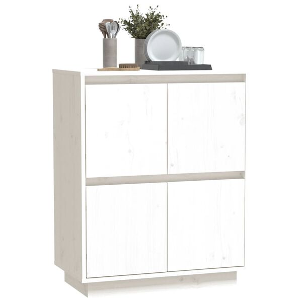 vidaXL Credenza Bianca 60x34x75 cm in Legno Massello di Pino