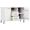vidaXL Credenza Gambe Metallo Bianco 113x40x77 cm Legno Massello OSLO