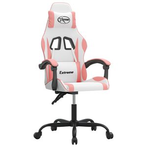 vidaXL Sedia da Gaming Girevole Bianco e Rosa in Similpelle